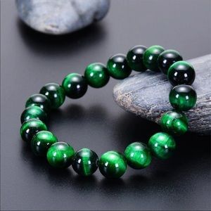 8mm Green Tiger Eye Stretch Beaded Bracelet for men & women